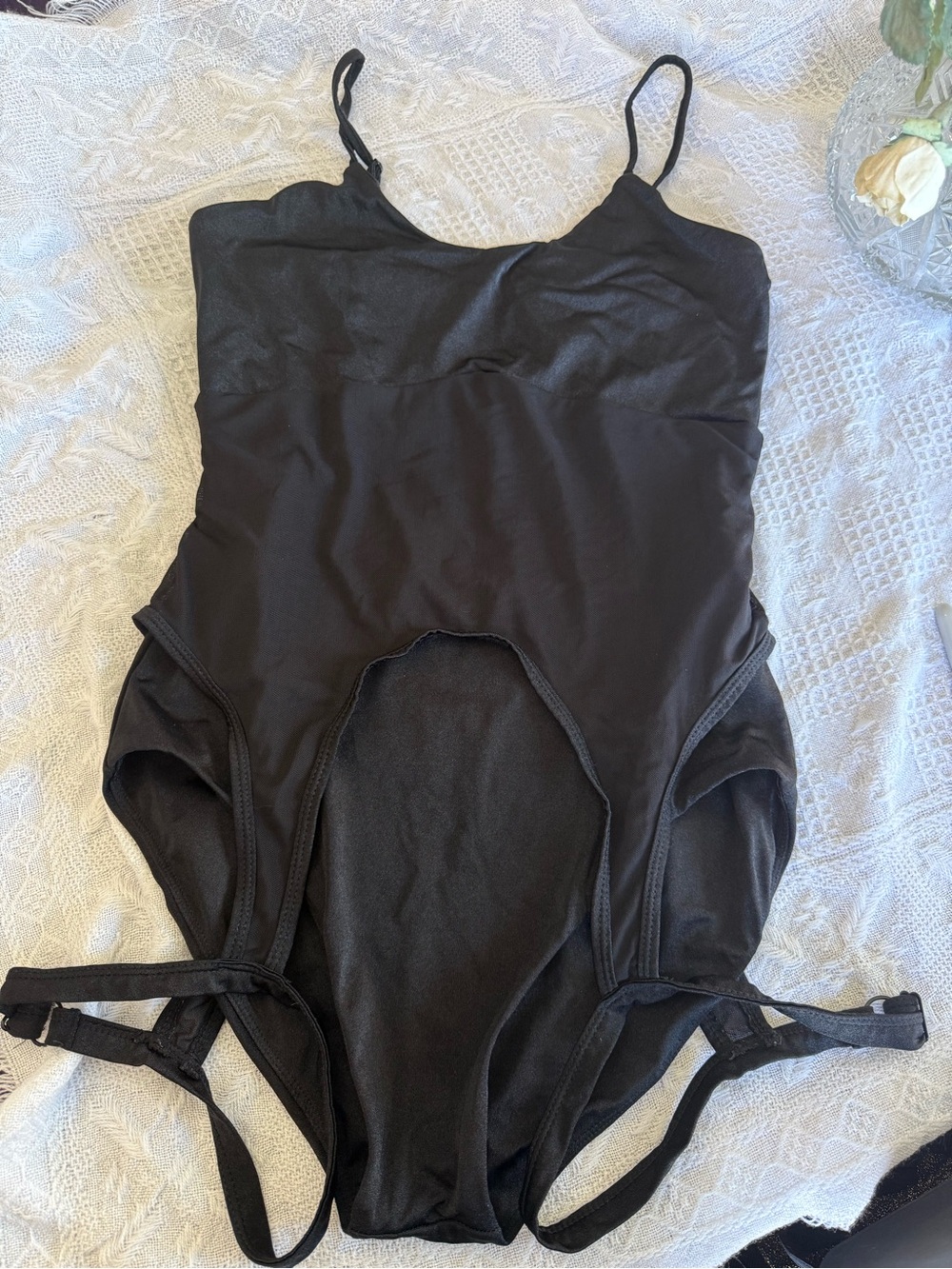 CXIX Brand Black Solid and Mesh Bodysuit Size Large